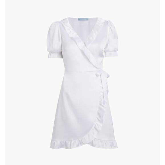Hill House Dresses & Skirts - HILL HOUSE new white satin ruffle bridal delicate feminine Nima robe wrap dress